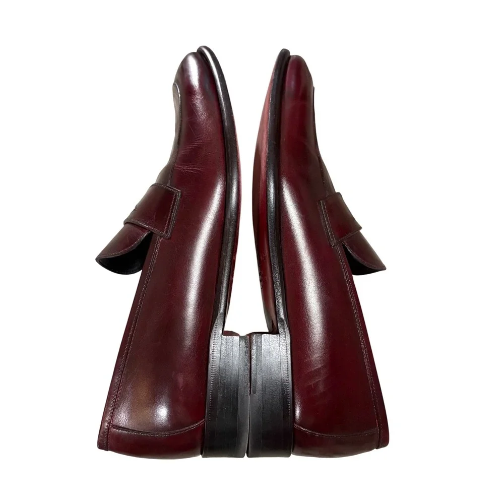 Paul Evans Penny Loafers Men *9 Oxblood Burgundy Leather Italian Dress Shoes EUC